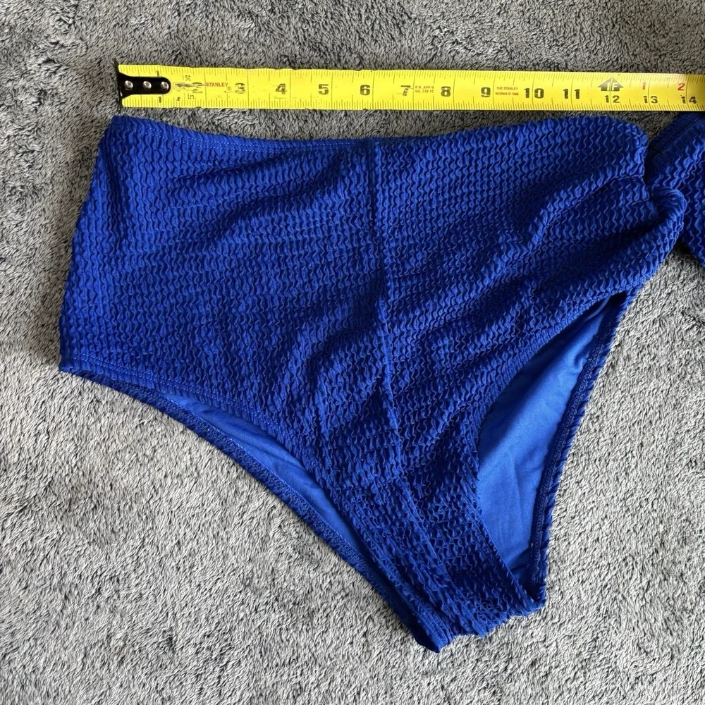 Royal Blue Smocked High Waisted Bikini Set Two Piece Swimsuit‎ Size M